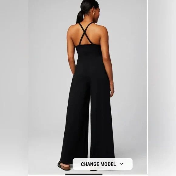 Fabletics Cloud Jersey Wide Leg One Piece Romper Jumpsuit SMALL NWT - Picture 3 of 8